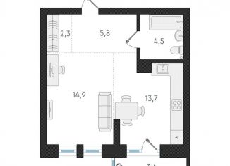 1-ком. квартира на продажу, 41.2 м2, Новосибирск, метро Заельцовская