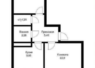 Продам двухкомнатную квартиру, 55.2 м2, аул Новая Адыгея, Береговая улица, 3к17, ЖК Мега-Победа