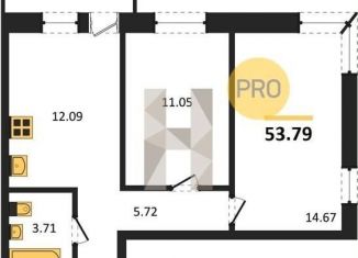 Продаю 2-комнатную квартиру, 53.8 м2, Воронеж, Левобережный район