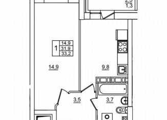 Продается 1-ком. квартира, 33.2 м2, Волгоградская область