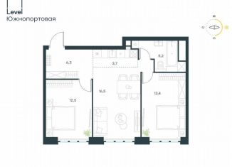 Продажа 3-комнатной квартиры, 57.6 м2, Москва, жилой комплекс Левел Южнопортовая, 1