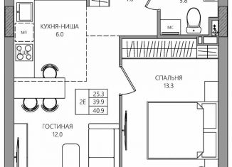 Продается 2-ком. квартира, 40.9 м2, Пермь, улица Капитана Гастелло, 15