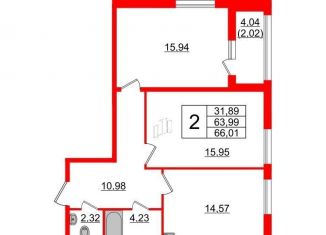 Продам двухкомнатную квартиру, 65.3 м2, Санкт-Петербург, Лодейнопольская улица, 7, Петроградский район