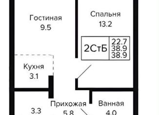 Продаю двухкомнатную квартиру, 38.9 м2, Новосибирск, Красносельская улица, Октябрьский район