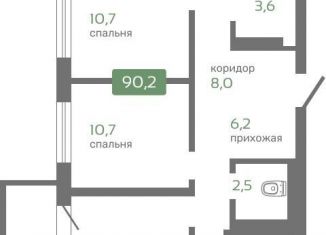 4-комнатная квартира на продажу, 90.2 м2, Красноярск, Октябрьский район