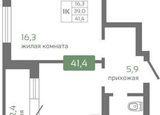 Продается 1-комнатная квартира, 41.4 м2, Красноярск, Октябрьский район