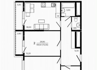 Продам 2-комнатную квартиру, 72.6 м2, Ростов-на-Дону, Советский район