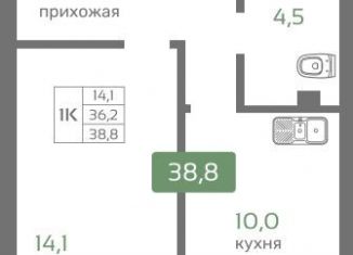 Продается 1-комнатная квартира, 38.8 м2, Красноярск, Октябрьский район