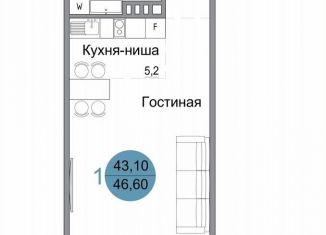 Продается 1-ком. квартира, 46.6 м2, Керчь