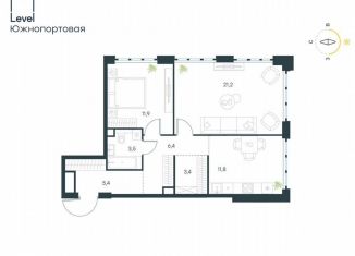 Продам 2-ком. квартиру, 63.6 м2, Москва, жилой комплекс Левел Южнопортовая, 3, метро Дубровка