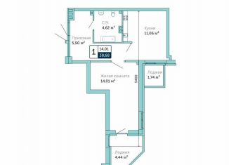 Продажа 1-комнатной квартиры, 38.7 м2, Батайск, улица Бекентьева, 10