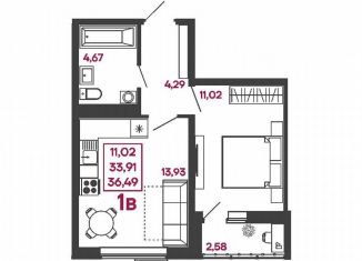 Продажа 1-ком. квартиры, 36.5 м2, Пенза, улица Измайлова, 41В