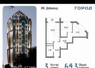 Двухкомнатная квартира на продажу, 63 м2, Чечня, проспект В.В. Путина, 5