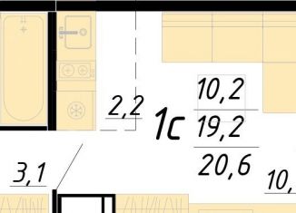 Продам квартиру студию, 20.6 м2, Воронеж, улица Полковника Богомолова, 1, Советский район