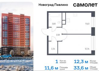 Продается 1-комнатная квартира, 33.6 м2, Балашиха, жилой квартал Новоград Павлино, к8