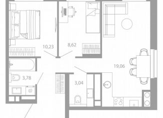 Двухкомнатная квартира на продажу, 54.2 м2, Астрахань, улица Николая Островского, 148/1