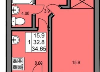 Продается 1-ком. квартира, 34.7 м2, Нефтекамск