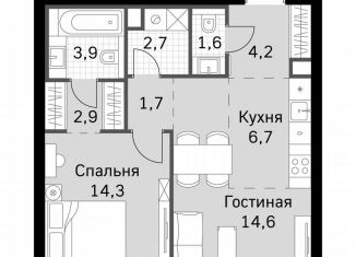 Продается однокомнатная квартира, 52.6 м2, Москва, метро Беговая