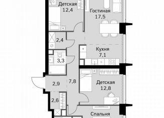 3-комнатная квартира на продажу, 86.9 м2, Москва, метро Беговая