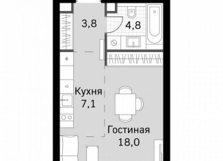 Квартира на продажу студия, 33.7 м2, Москва, метро Беговая