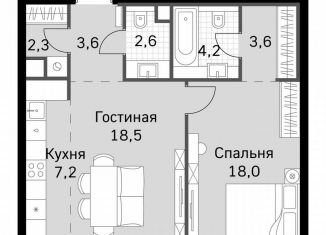 Продажа 1-комнатной квартиры, 60 м2, Москва, метро Беговая