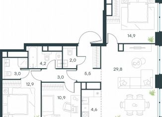 Продажа 4-комнатной квартиры, 90.8 м2, Москва, жилой комплекс Левел Звенигородская, к2, метро Хорошёвская