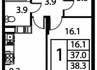 Продается 1-ком. квартира, 38.3 м2, Домодедово
