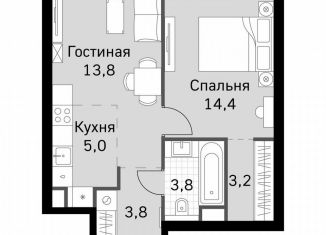 Продам 1-ком. квартиру, 44 м2, Москва, метро Беговая