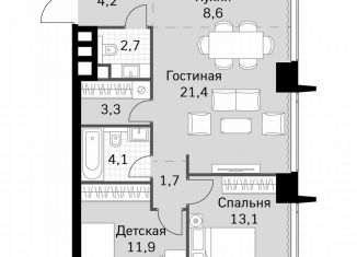 Продаю 2-ком. квартиру, 71 м2, Москва, метро Беговая