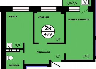 Продается двухкомнатная квартира, 48.9 м2, Красноярск, улица Лесников, 53, ЖК Панорама