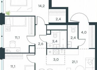 Продам 4-комнатную квартиру, 75.3 м2, Москва, жилой комплекс Левел Звенигородская, к2, метро Хорошёвская