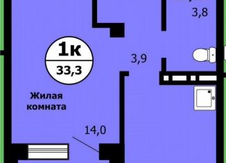 Продается 1-комнатная квартира, 33.3 м2, Красноярск, улица Лесников, 41Б