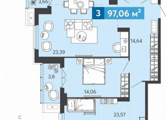 Продается двухкомнатная квартира, 97.1 м2, село Засечное, Прибрежный бульвар, 5