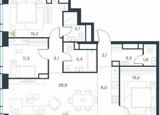 Продажа 4-комнатной квартиры, 96.4 м2, Москва, жилой комплекс Левел Звенигородская, к1