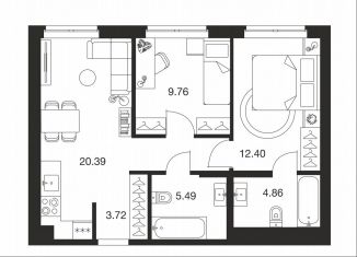 Продам 2-ком. квартиру, 56.6 м2, Тула