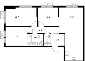 Продажа 3-комнатной квартиры, 71.3 м2, Москва, метро Нагорная, жилой комплекс Второй Нагатинский, к6