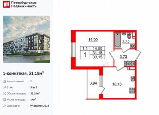 Продается 1-комнатная квартира, 31.2 м2, Санкт-Петербург