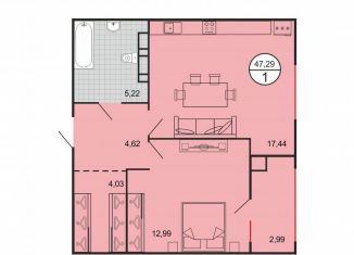 Продается однокомнатная квартира, 46.1 м2, Ставрополь