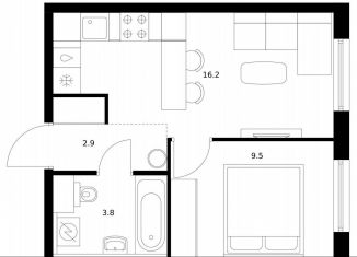 1-комнатная квартира на продажу, 32.4 м2, Москва