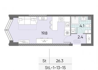 Квартира на продажу студия, 26.3 м2, Москва, Даниловский район, жилой комплекс Зиларт, 21/22