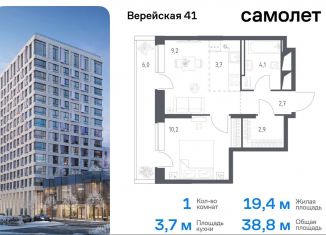 Продается 1-комнатная квартира, 38.8 м2, Москва, жилой комплекс Верейская 41, 2.2