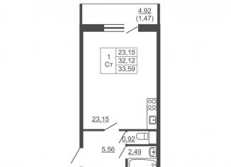 Продается квартира студия, 33.6 м2, Ленинградская область, Западный проезд, 10/1к2