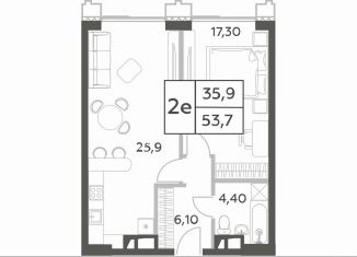 Продаю 1-комнатную квартиру, 53.7 м2, Москва, район Раменки, проспект Генерала Дорохова, вл1к1