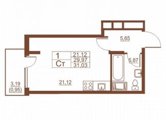 Продажа квартиры студии, 30.1 м2, Санкт-Петербург, Московское шоссе, 262к4