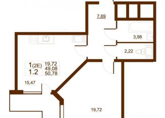 Продается 1-ком. квартира, 50.8 м2, посёлок Шушары, Московское шоссе, 262к1