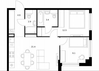 Продаю двухкомнатную квартиру, 54.2 м2, Москва, метро Кунцевская, улица Ивана Франко, 20к2