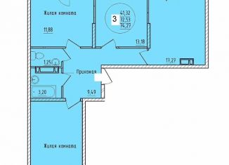 Продам 3-комнатную квартиру, 74.3 м2, Краснодар