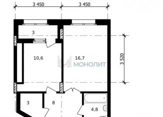 Продам 1-комнатную квартиру, 46.1 м2, Нижегородская область, улица Владимира Высоцкого, 1