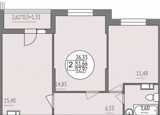 Продажа 2-комнатной квартиры, 53 м2, Краснодар, Карасунский округ