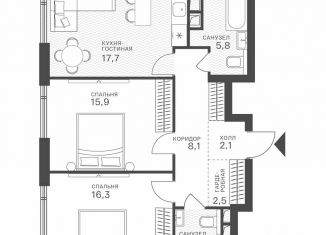 Продажа 2-комнатной квартиры, 72.6 м2, Москва, Крылатская улица, 33к1, метро Молодёжная